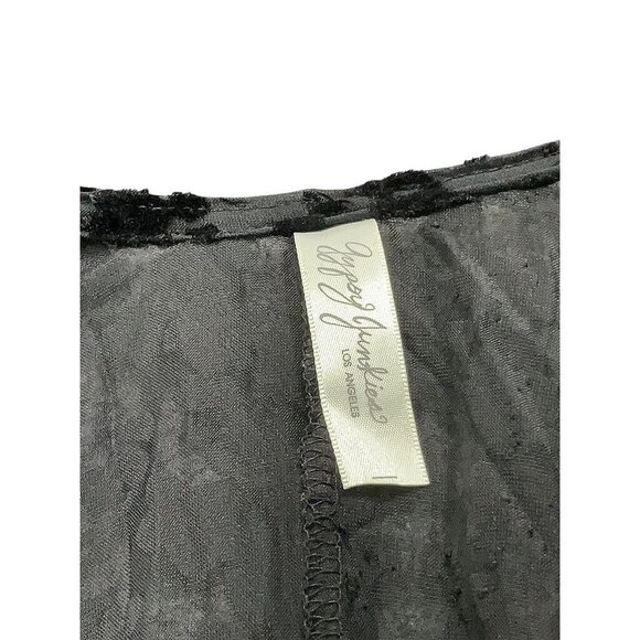 Gypsy Junkies x Free People Black Floral Lace & Velvet Bell Slv Tunic Mini Dress - Picture 10 of 13